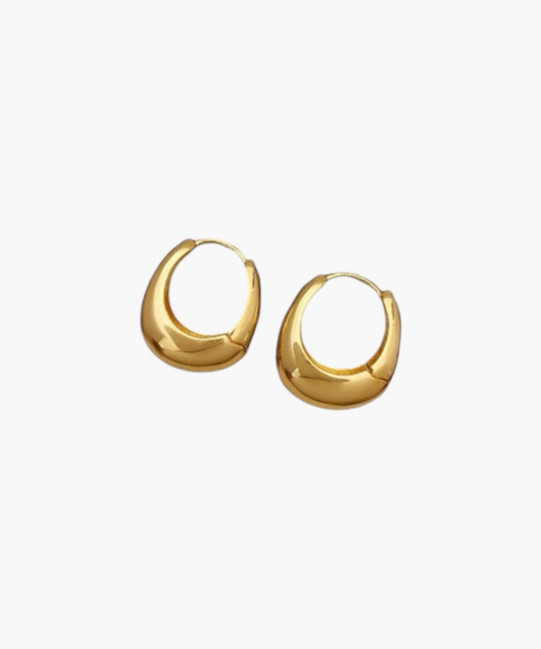 Bold Curve Hoop Earrings in 18k gold plated stainless steel with smooth curved silhouette.
