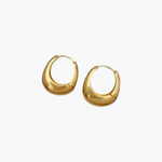 Bold Curve Hoop Earrings in 18k gold plated stainless steel with smooth curved silhouette.
