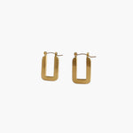 Clean Frame Hoop Earrings in gold stainless steel featuring a modern rectangular hoop design with clean lines and a polished finish.
