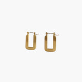 Clean Frame Hoop Earrings in gold stainless steel featuring a modern rectangular hoop design with clean lines and a polished finish.
