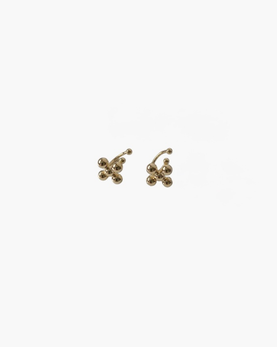 Cluster dot stud earrings pair in 18k gold plated finish, polished sphere cluster modern sculptural earrings.