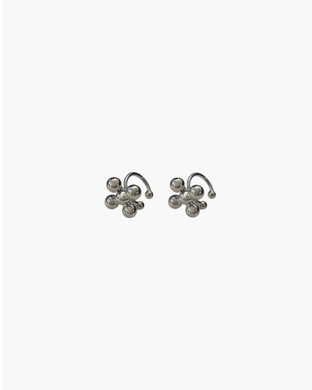 Cluster dot stud earrings pair in 925 silver plated finish, polished sphere cluster minimalist statement earrings.