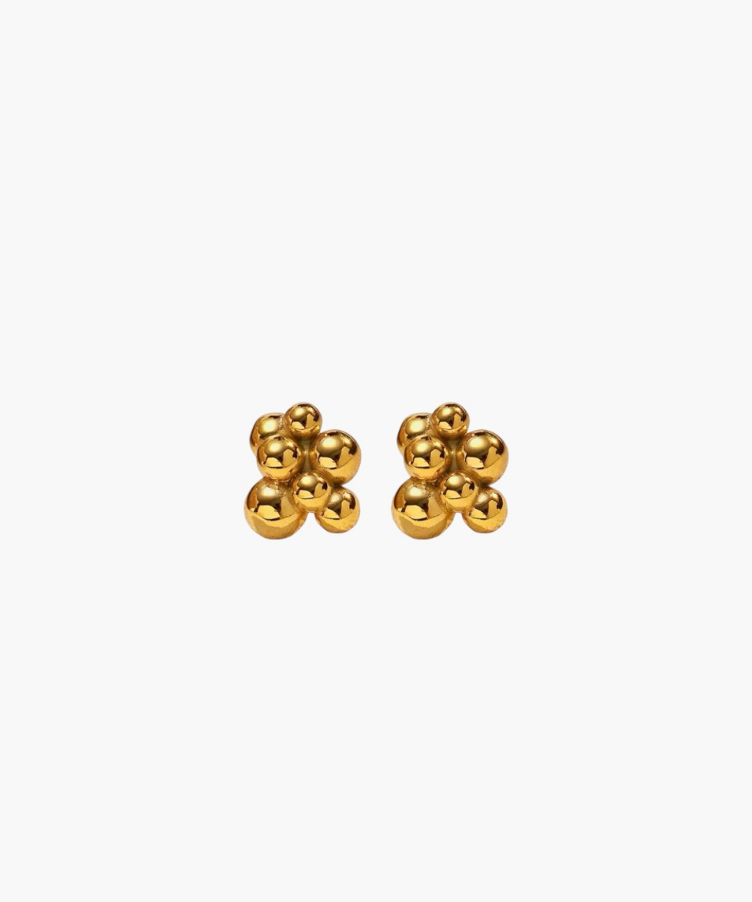 Cluster Sphere Stud Earrings in gold stainless steel featuring polished sphere cluster design.
