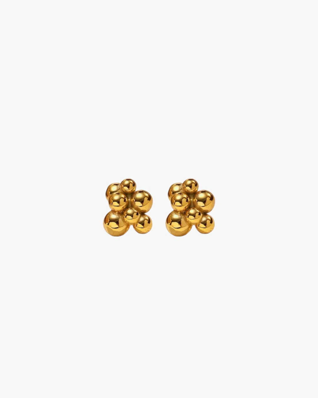 Cluster Sphere Stud Earrings in gold stainless steel featuring polished sphere cluster design.