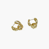 Compact Knot Earrings in gold stainless steel featuring interlaced loop knot design.
