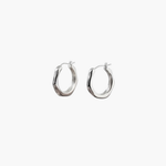 Contour Twist Hoop Earrings in platinum plated finish featuring a modern twisted hoop with high-polish shine.