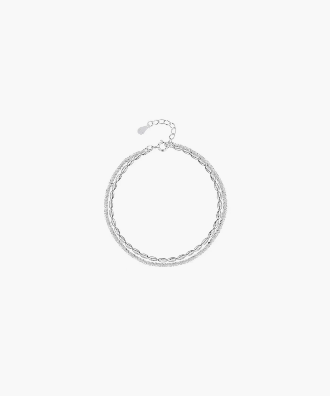 Minimal silver dual ring layered bracelet by About Ease