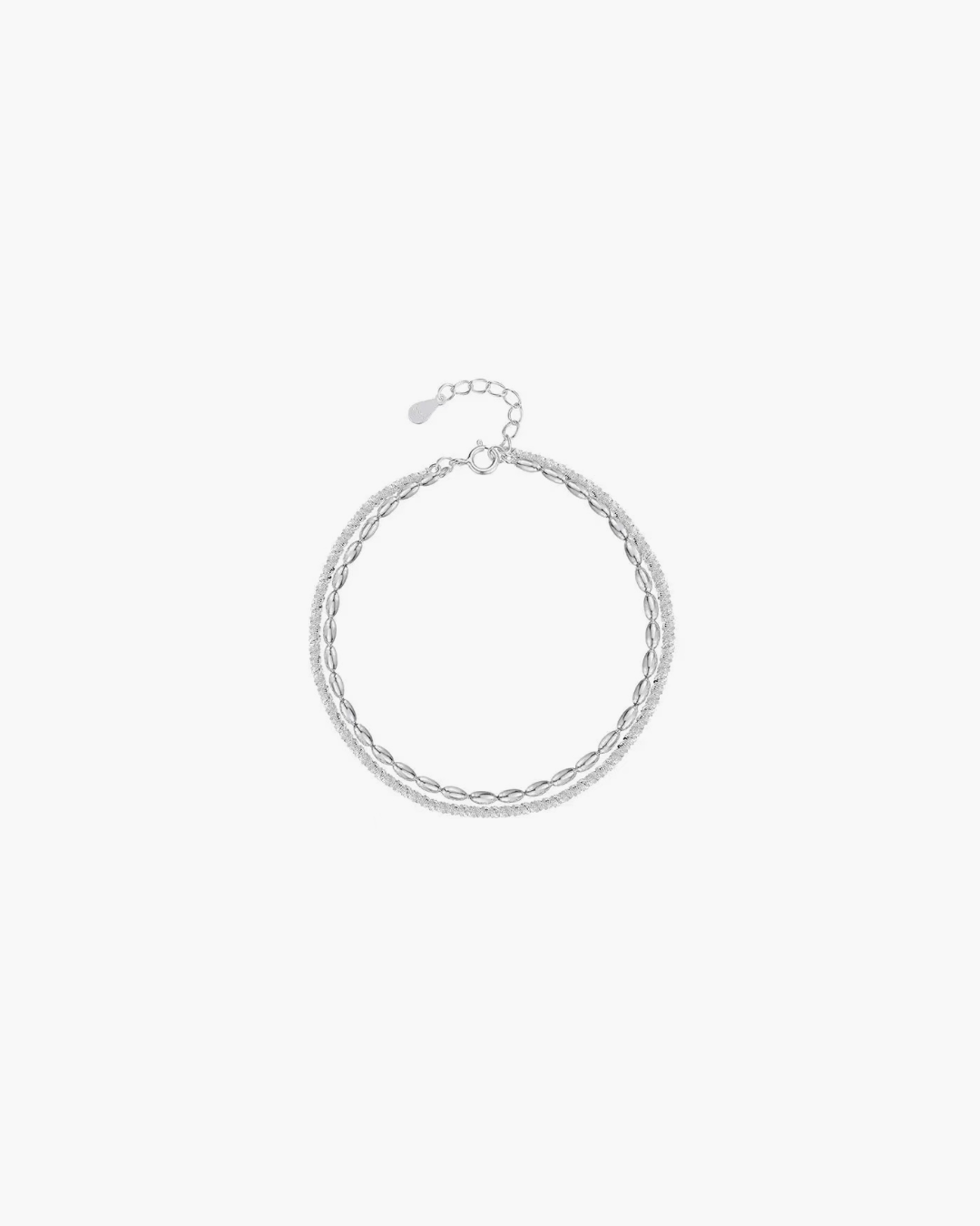 Minimal silver dual ring layered bracelet by About Ease