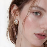 Dual Tone Sculpt Stud Earrings
