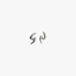 Ease sculpted curve earrings in 925 silver plated finish, minimalist fluid sculptural stud earrings with high polish surface.