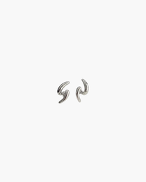 Ease sculpted curve earrings in 925 silver plated finish, minimalist fluid sculptural stud earrings with high polish surface.