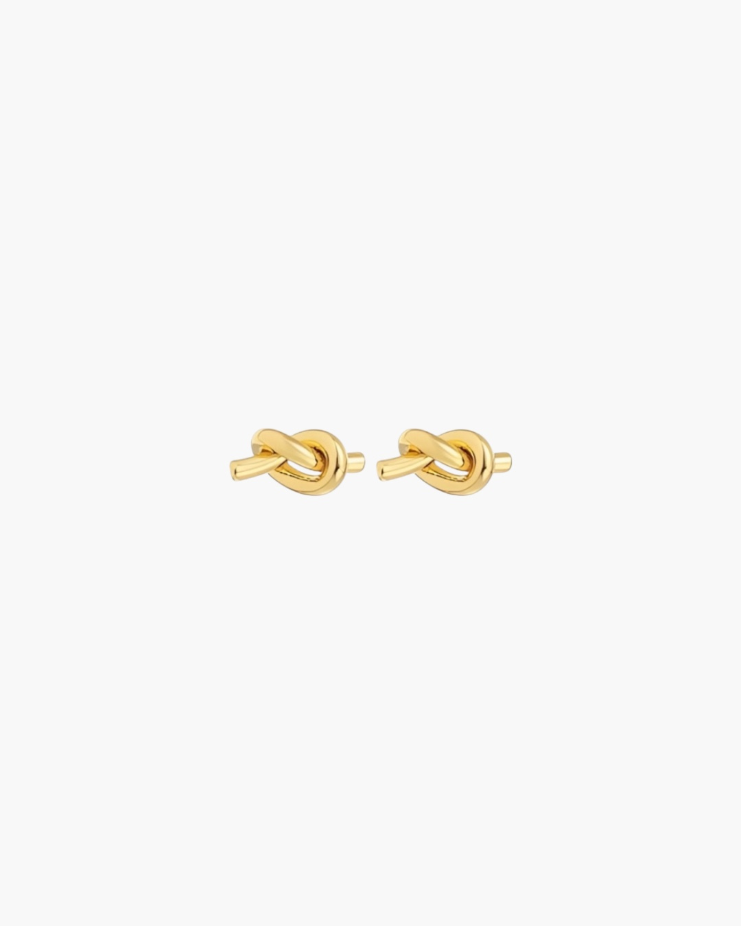 Gold plated Essential Knot Stud Earrings featuring a modern minimalist knot silhouette.
