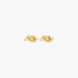 Gold plated Essential Knot Stud Earrings featuring a modern minimalist knot silhouette.
