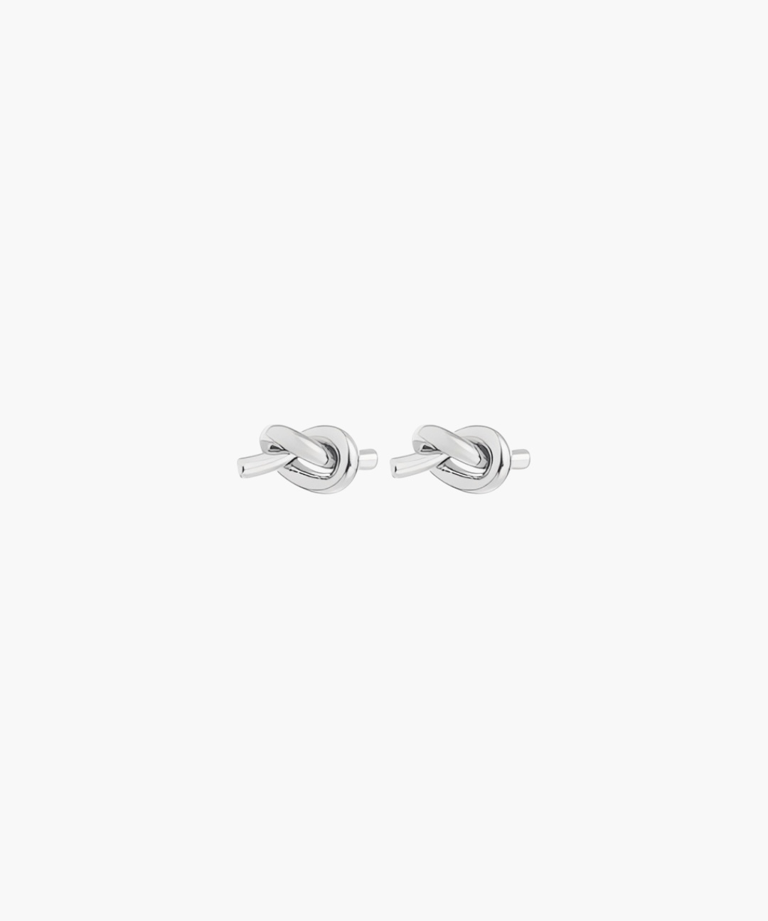Silver plated Essential Knot Stud Earrings with smooth polished knot design.
