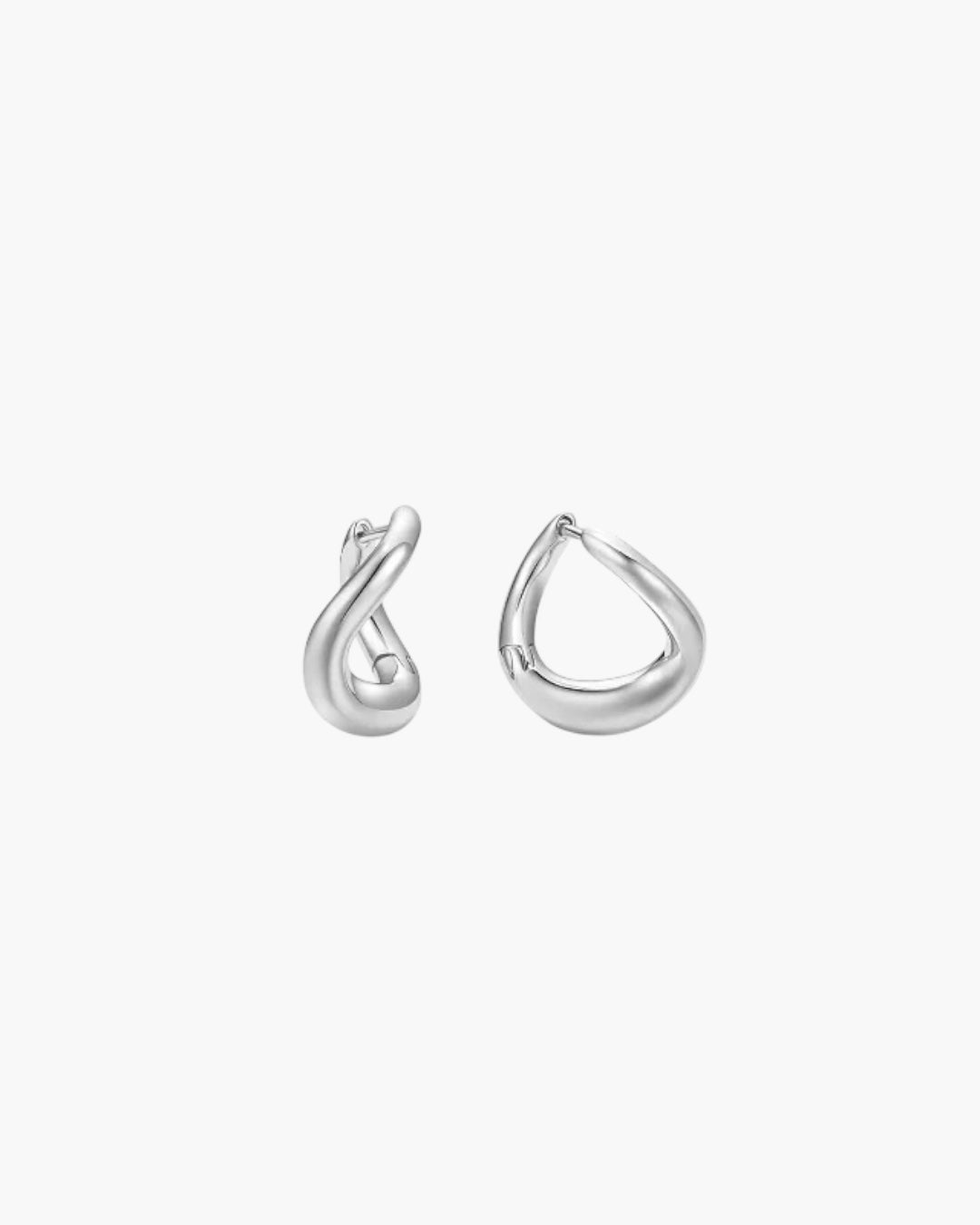Fluid Twist Hoop Earrings in silver plated finish featuring a softly twisted hoop design with a polished modern silhouette.