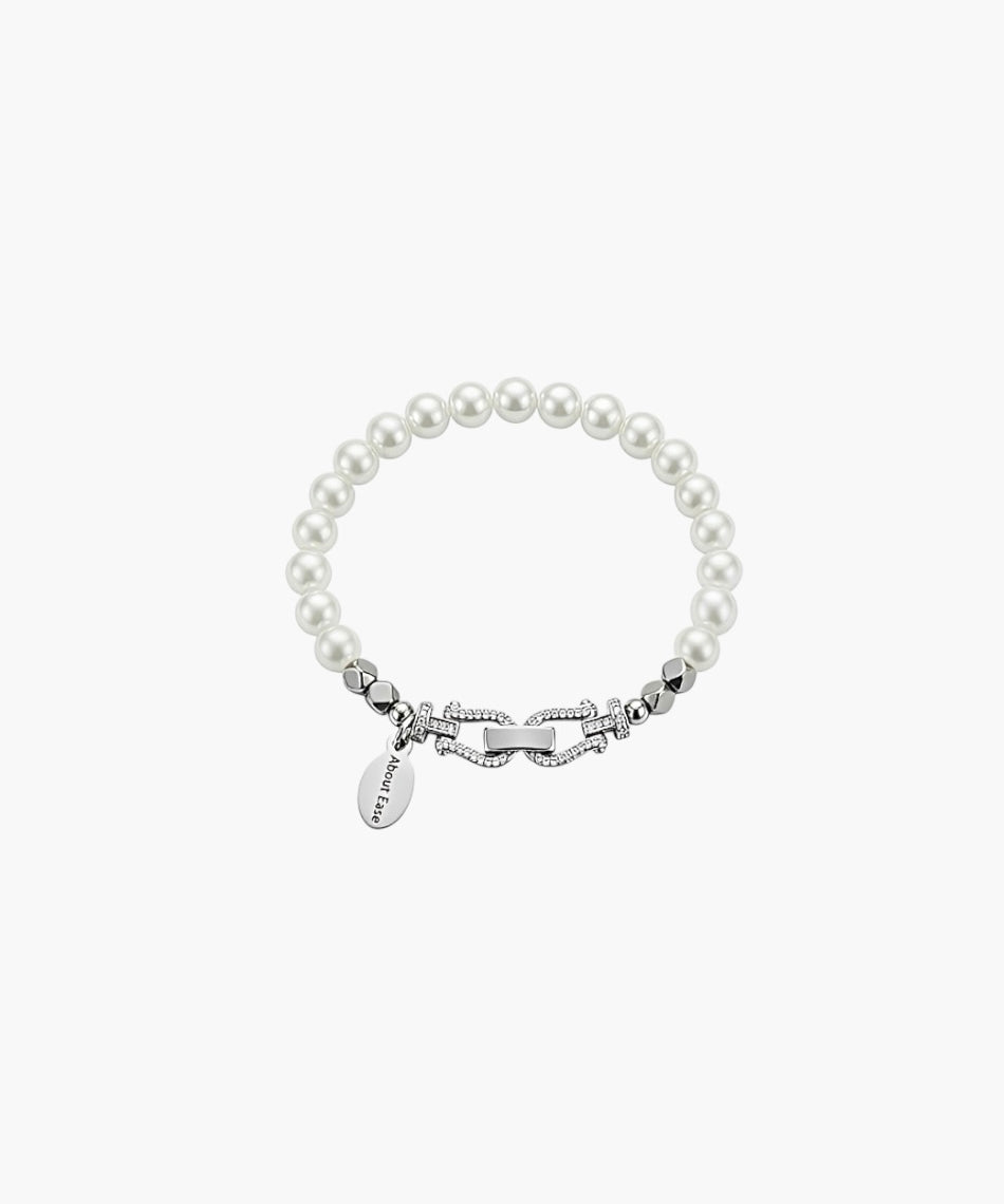 horseshoe pearl bracelet with freshwater pearls and silver clasp