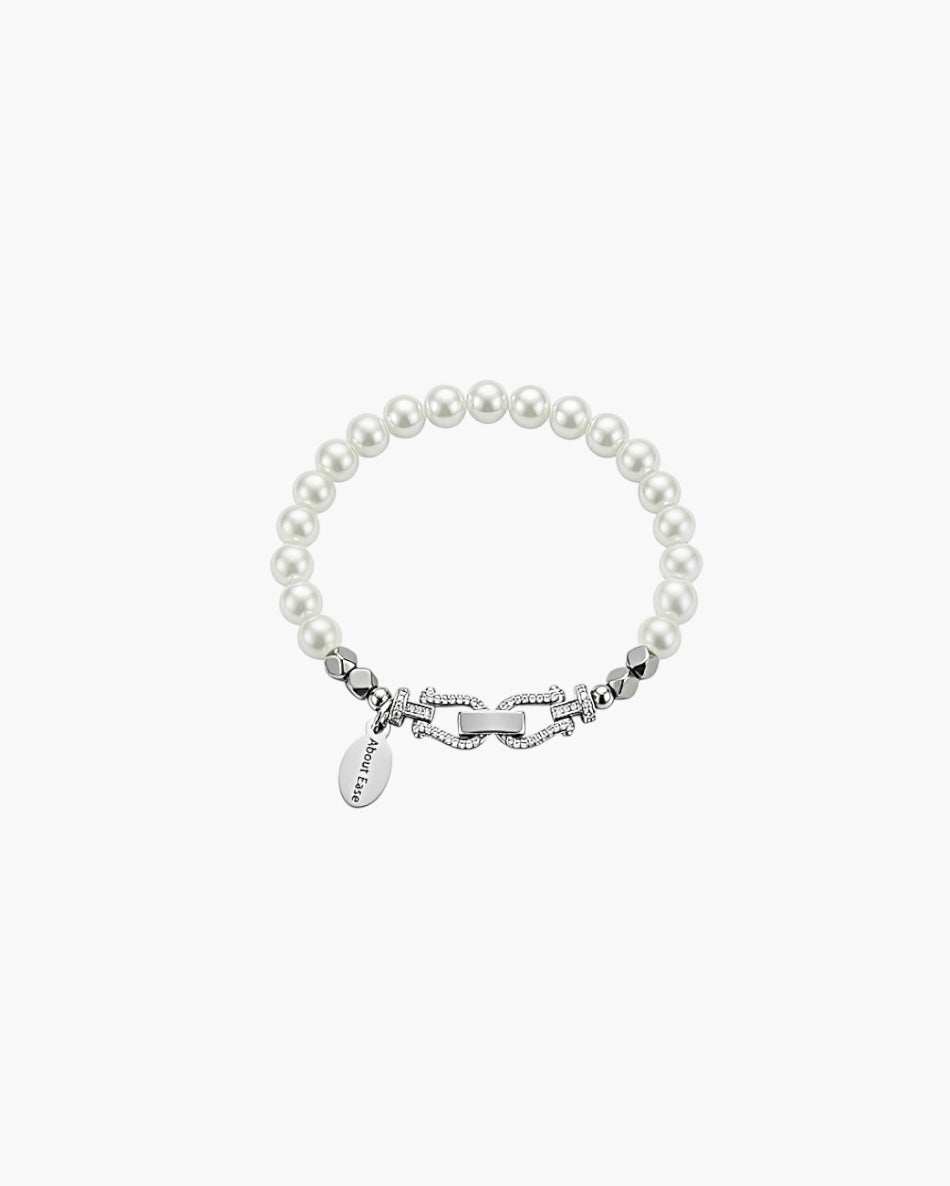 horseshoe pearl bracelet with freshwater pearls and silver clasp