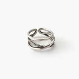 Layered 925 silver plated Interlace Ring featuring intersecting bands and a modern adjustable fit