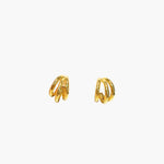 Interlaced loop stud earrings in 18k gold plated finish, rounded polished minimalist layered gold earrings for women.