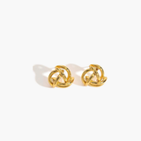 Interwoven Knot Earrings in gold stainless steel featuring a sculptural interlaced knot design.