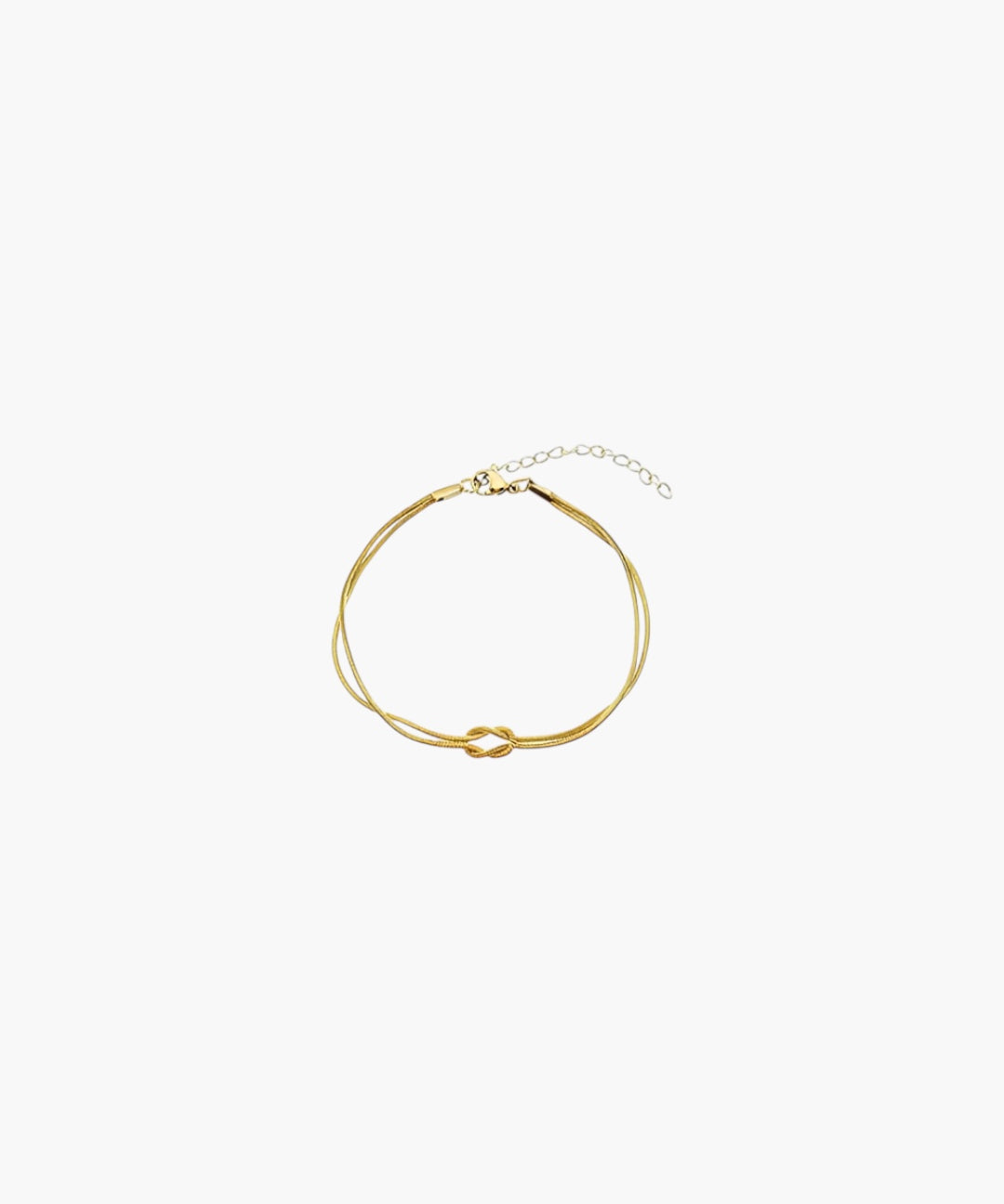 Minimal gold double line bracelet with knot detail by About Ease