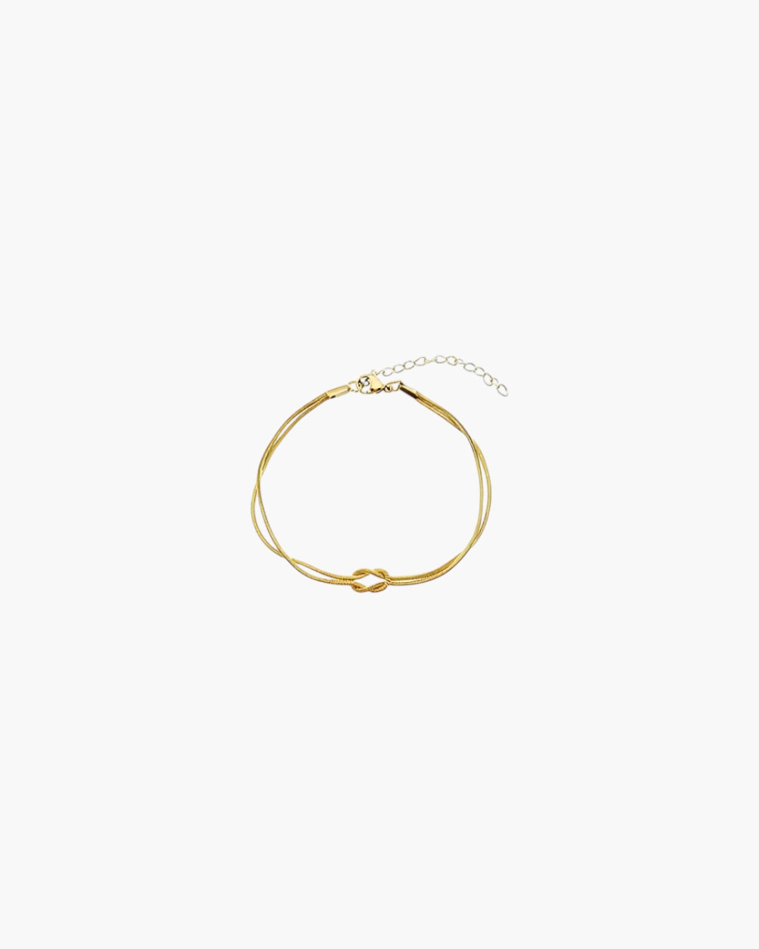 Minimal gold double line bracelet with knot detail by About Ease