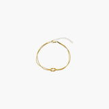 Minimal gold double line bracelet with knot detail by About Ease