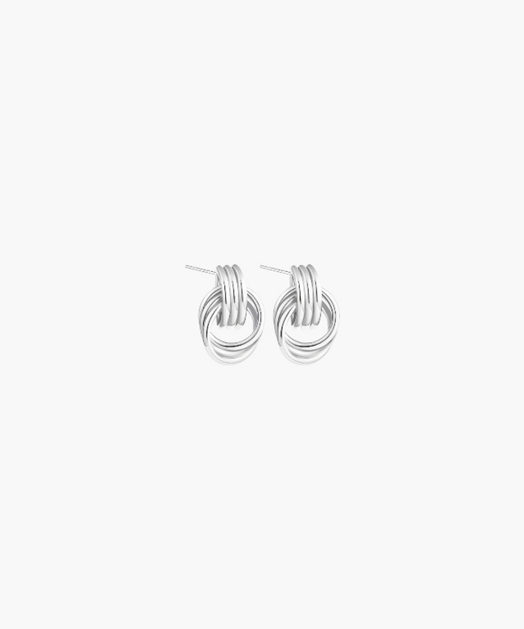 Layered Link Stud Earrings in 18K gold plated finish with interwoven ring design and high-polish shine.
