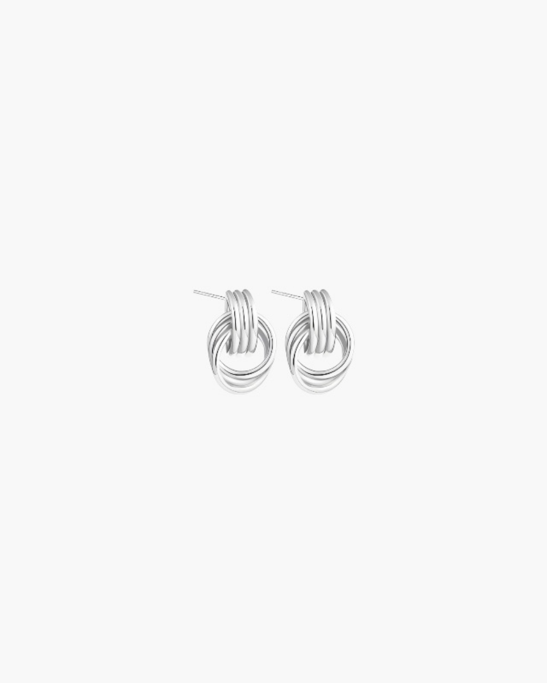 Layered Link Stud Earrings in 18K gold plated finish with interwoven ring design and high-polish shine.
