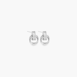 Layered Link Stud Earrings in 18K gold plated finish with interwoven ring design and high-polish shine.
