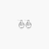 Layered Link Stud Earrings in 18K gold plated finish with interwoven ring design and high-polish shine.
