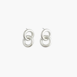 Linked Form Stud Earrings in platinum plated finish featuring a soft circular interlocking design with a modern minimalist look.