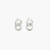 Linked Form Stud Earrings in platinum plated finish featuring a soft circular interlocking design with a modern minimalist look.
