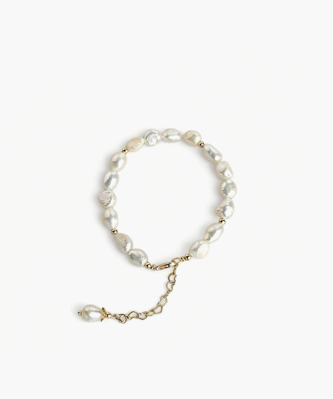 Organic Pearl Bracelet featuring freshwater pearls with 18K gold plated accents in a minimal, natural design