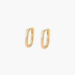 Oval Hoop Earrings in 18K gold plated finish with a slim polished oval silhouette for everyday wear.