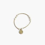 Minimal pearl coin chain bracelet with gold tone by About Ease