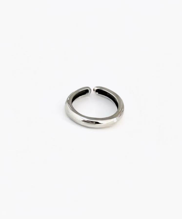 Plain Band Ring in 925 silver plated finish with a smooth rounded band and adjustable open design