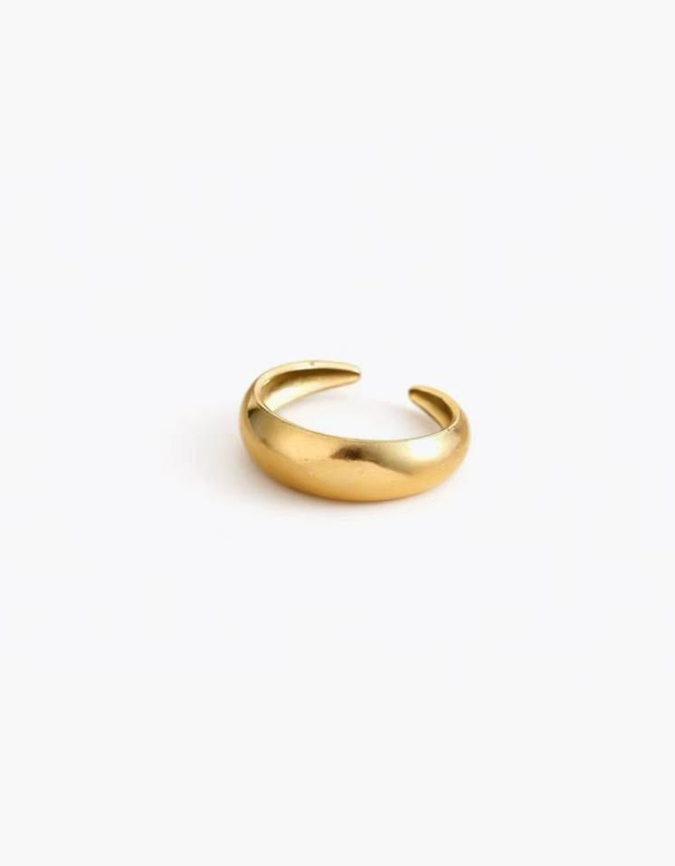 Rounded Dome Ring in stainless steel with a smooth domed open design and adjustable fit