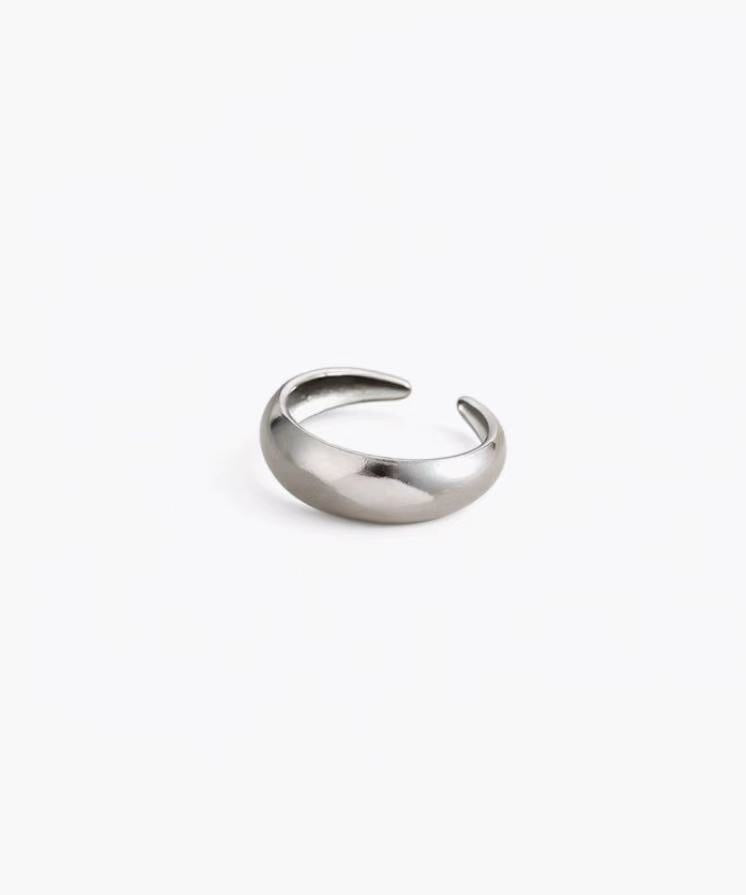 Rounded Dome Ring in stainless steel with a smooth domed open design and adjustable fit