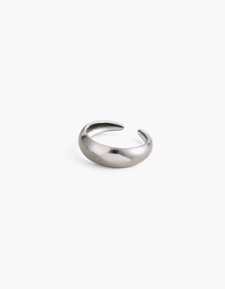 Rounded Dome Ring in stainless steel with a smooth domed open design and adjustable fit