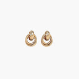 Sculpted interlock drop earrings in 18k gold plated finish with polished layered loops and modern statement design.