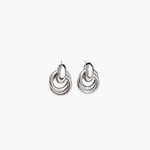 Sculpted interlock drop earrings in 925 silver plated finish featuring smooth polished layered loop design.