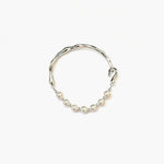 Minimal sculpted pearl bracelet with silver tone by About Ease