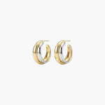Soft Curve Earrings matching pair, minimalist platinum-plated hoop earrings with modern curved silhouette