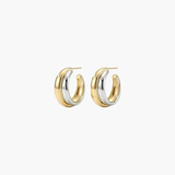 Soft Curve Earrings matching pair, minimalist platinum-plated hoop earrings with modern curved silhouette