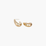Soft Curve Huggie Earrings in 14K gold plated finish with a sleek curved design and high-polish surface.