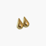 Soft Drop Stud Earrings in 18K gold plated finish featuring a smooth teardrop shape with a high-polish shine.