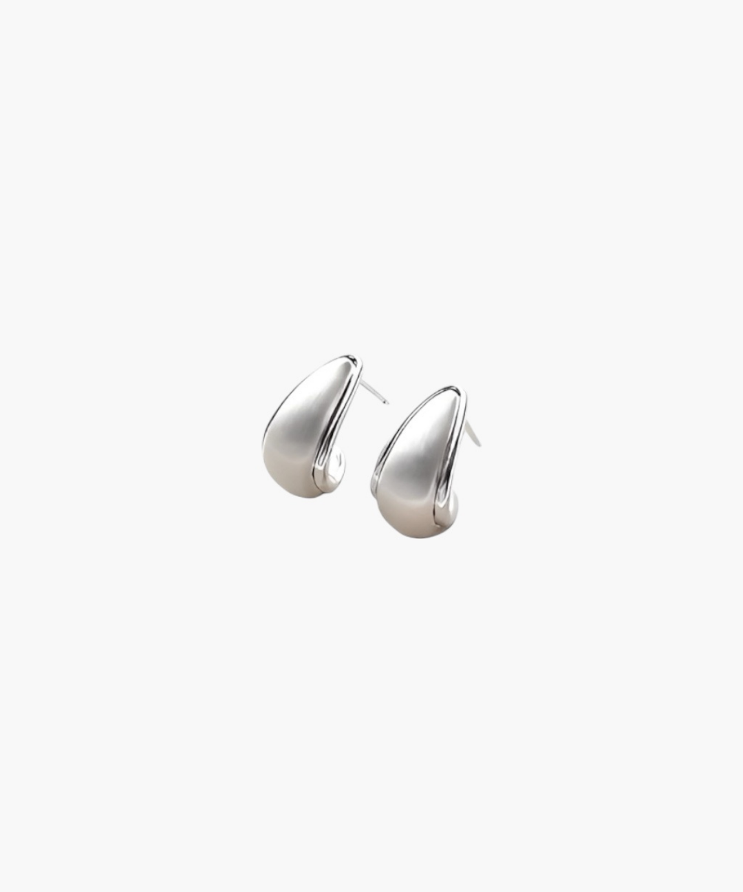 Soft Sculpt Stud Earrings in silver tone with smooth curved silhouette and polished finish.