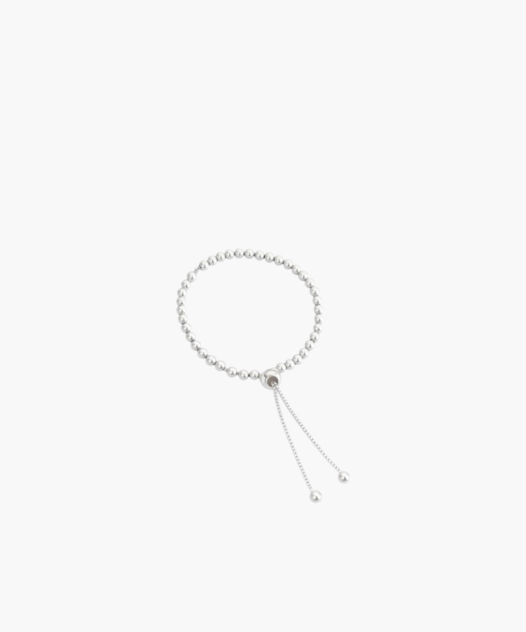 925 sterling silver sphere slider bracelet with polished bead design and adjustable sliding closure.
