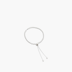 925 sterling silver sphere slider bracelet with polished bead design and adjustable sliding closure.
